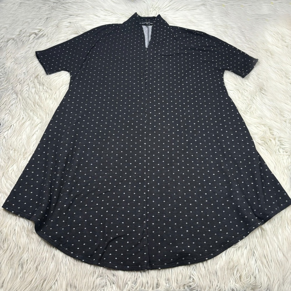 Curator‎ Women's M Black White Zip Neck Polka Dot Knit A-Line Dress